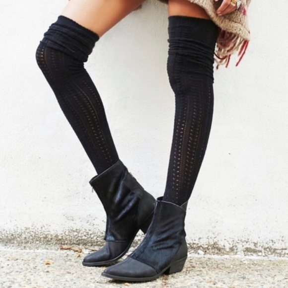 Free People Shoes - {Free People} Black Caldera Calf Hair Zipper Ankle